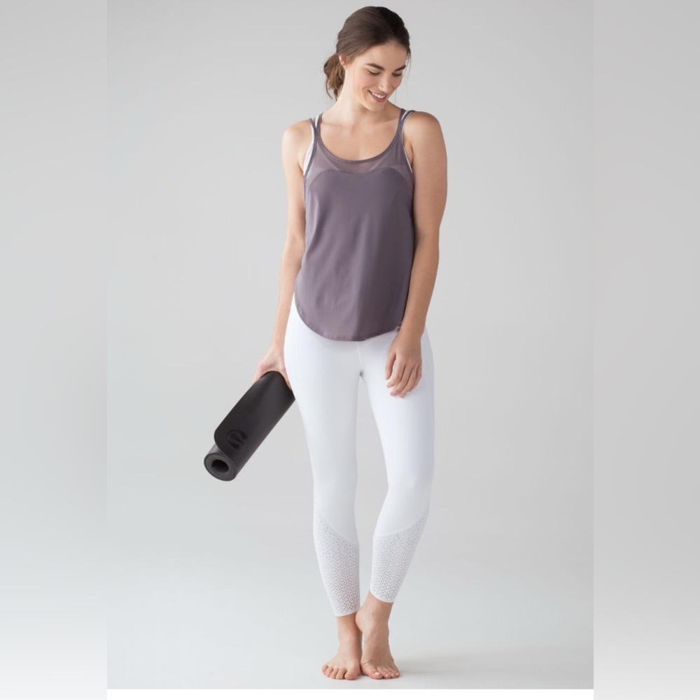 LULULEMON White High-Waisted Anew Tight Leggings with Perforated Detail n legs
